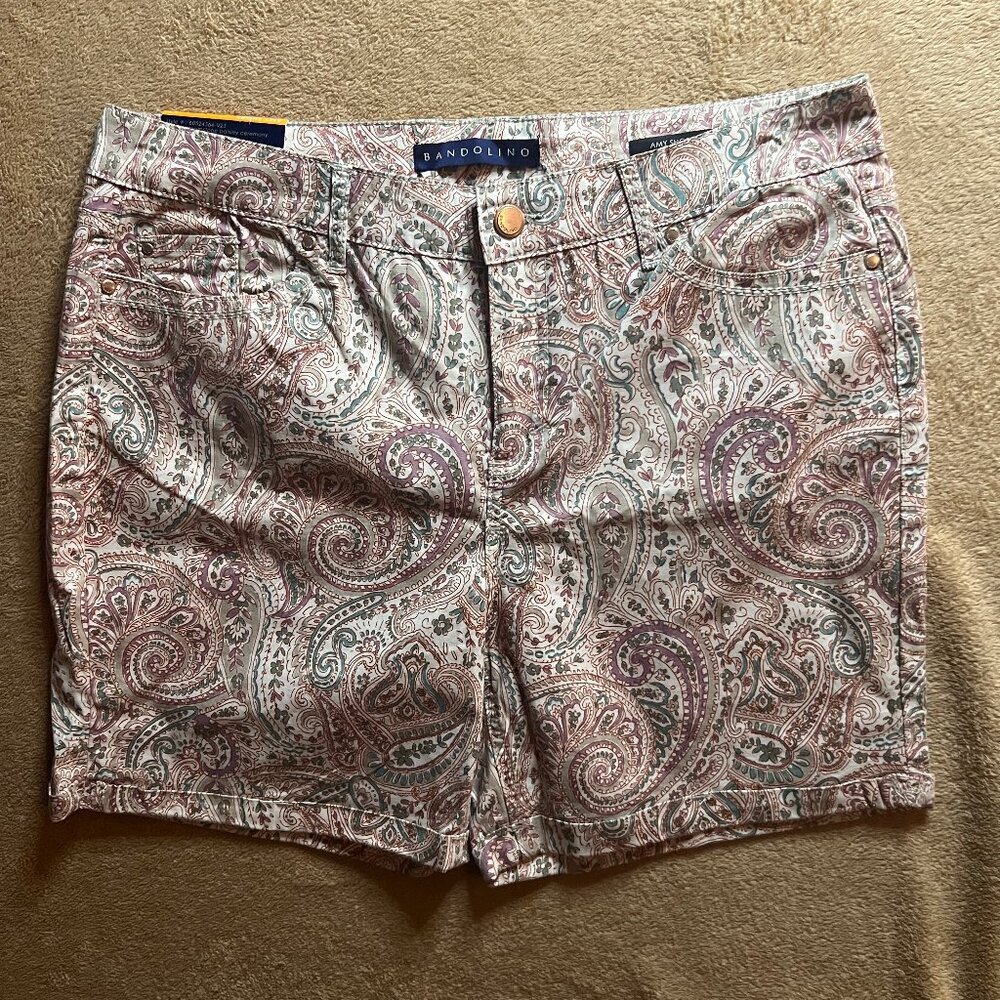 New! BANDOLINO Amy‎ Women 12 Modern Fit Paisley Tummy Slimming Flawless Stretch